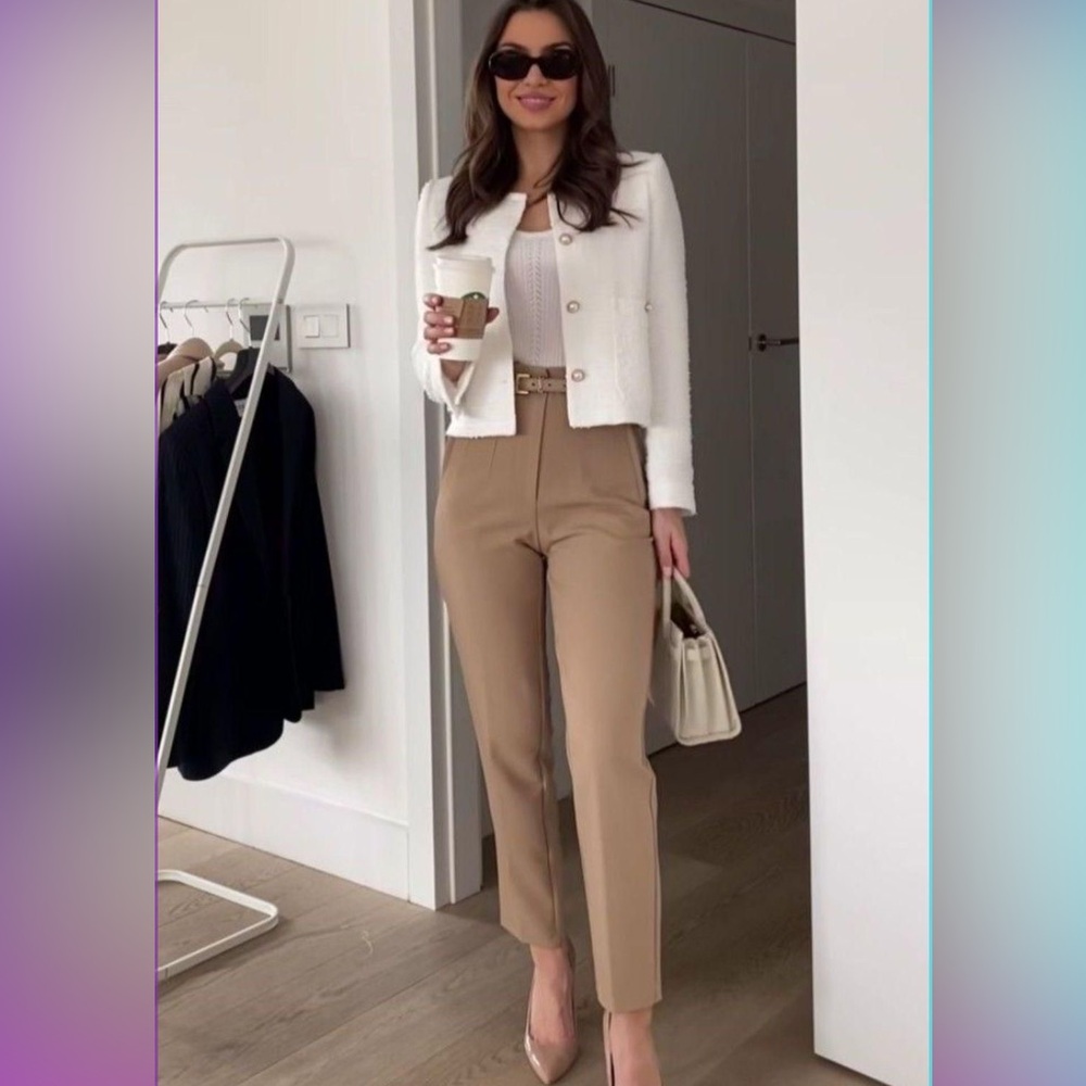 ZARA Pants with a High Waist Tan
